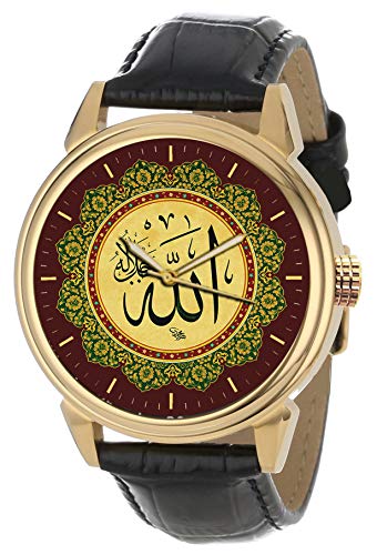 Fantástico reloj de pulsera para hombre con diseño de caligrafía islámica 'El nombre de Allah'