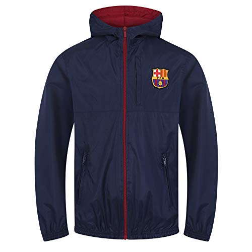 FCB FC Barcelona - Chaqueta Cortavientos Oficial - para niño - Impermeable - Estilo Retro - 10-11 años