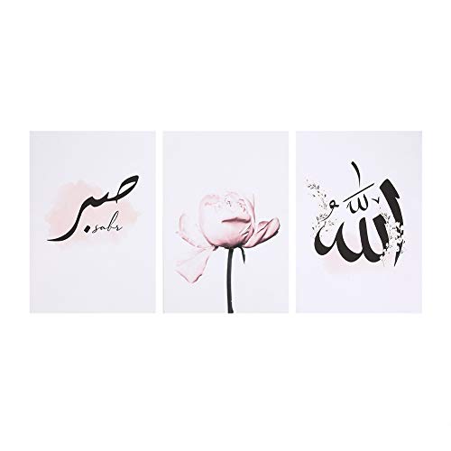 Fdit 3 Unids/Set Islam Estilo Musulmán Pintura de Pared Arte Lienzo Pintura Cuadros Decorativos para el Hogar Dormitorio Decoración de Pared 21x30cm