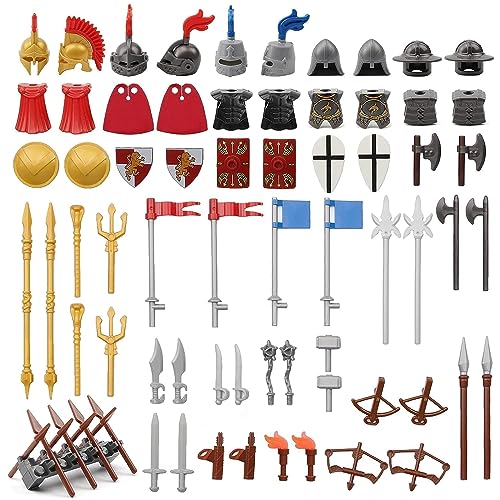 Feleph Juego de armas de historia antigua, juego de juguetes militares medievales para caballeros medievales figuras y soldados del reino espadas y armadura bloque accesorios compatibles con las