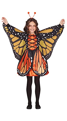 FIESTAS GUIRCA Disfraz de Mariposa Maravillosa - Vestido Naranja de Mariposa Monarca con Diadema para Niñas de 7-9 Años
