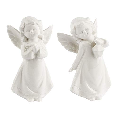 Figuras decorativas de ángel, 8 cm/8,5 cm de alto, de pie, 2 unidades