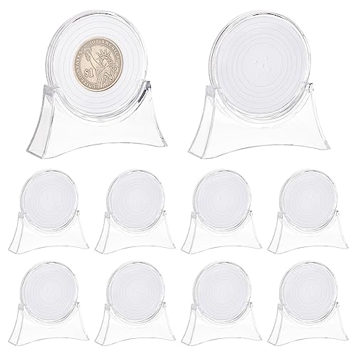 FINGERINSPIRE 10 juegos de soporte redondo de acrílico con base trapezoidal para monedas con 20/25/30/35/40/46 mm de diámetro para monedas de desafío antiguas