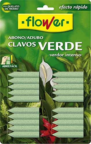 Flower - Abono Clavos para Plantas Verdes | Rápida Asimilación | Incluye Quelato de Hierro | Efecto Gradual, Constante y Duradero | Ideal para Macetas y Jardineras, Color Único