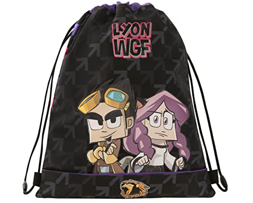 Franco Cosimo Panini Editore - Zaino Coulisse, Bolsa con cordón Unisex - Niños y jóvenes, Nero/viola, Taglia unica -