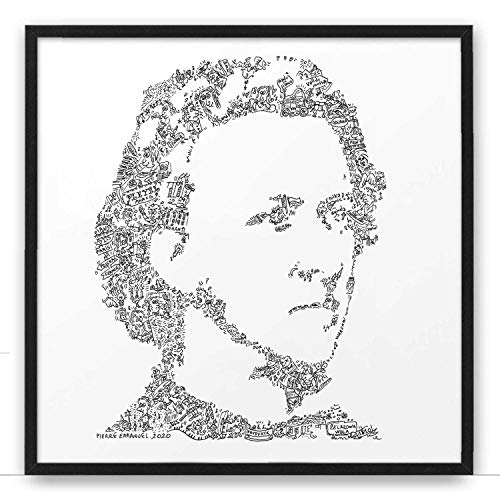 Frédéric François Chopin impresión con garabatos en el interior del retrato | Muchos detalles sobre Fryderyk, compositor y virtuoso pianista polaco | cartel de arte de ilustración en blanco y negro