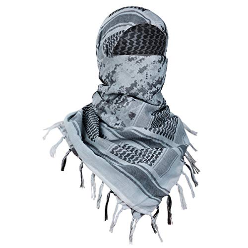 FREE SOLDIER Bufanda Militar Shemagh Tactical Desert Keffiyeh Bufanda de Cuello con Cabeza Bufanda árabe con Borla 43x43 Pulgadas,Camuflaje Azul