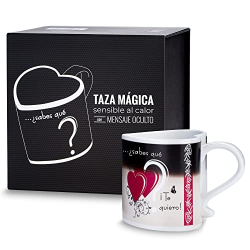 Froster Taza Mágica Te quiero en caja negra, Taza Sensible al Calor que Cambia de Color, Regalo de San Valentín, Taza con Mensaje de Amor