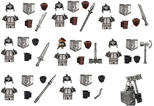 Fuerza del Enano con armaduras, yelmos, Pan y Armas compatibles con Legos