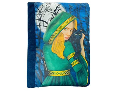 Funda artesanal mediana de solapa para libros de Bruja Medieval + marcapáginas de regalo, funda de algodón ecológico, acolchada, Harry Potter. Regalo ideal para adolescentes