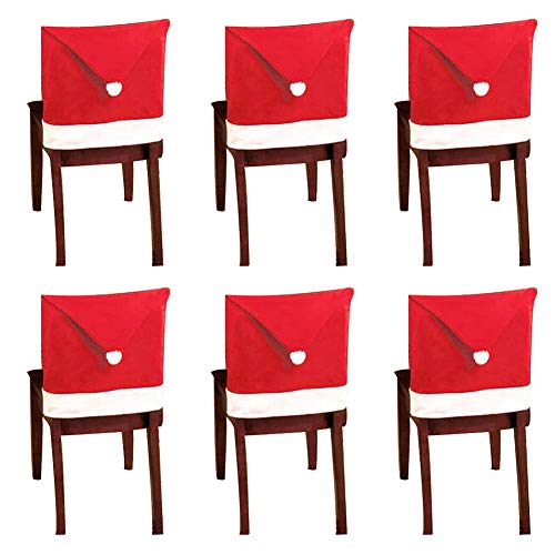 Fundas para sillas navideñas,10 piezas Silla con gorro de Papá Noel con respaldo para silla de comedor Red Hat para decoración festiva de fiesta navideña,19,7 x 23,6 pulgadas