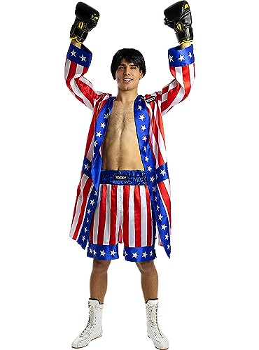 Funidelia | Bata de Rocky Balboa para hombre Boxeo, Profesiones - Disfraz para adultos y divertidos accesorios para Fiestas, Carnaval y Halloween - Talla L - Azul