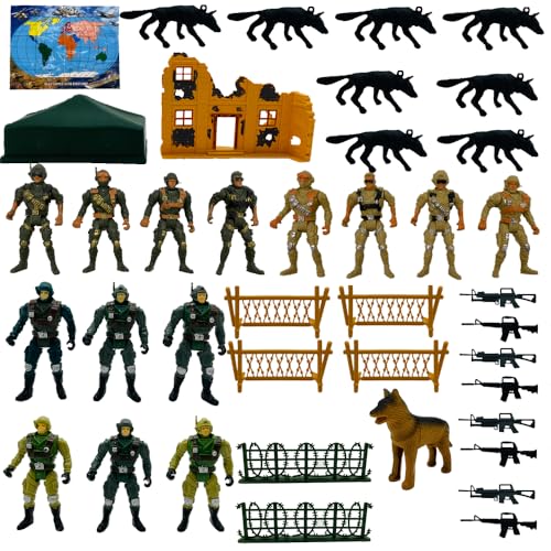 Fycooler 14 figuras de acción de la Segunda Guerra Mundial, juego de figuras de soldados del ejército, juguetes militares, juego con varios accesorios de armas militares, set de regalo para niños