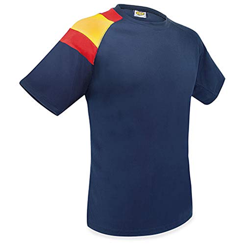 GARGOLA.ES OPERADORES DIGITALES Camiseta Bandera D&F- Azul Oscuro- con la Bandera de España- Camiseta Tecnica (L)