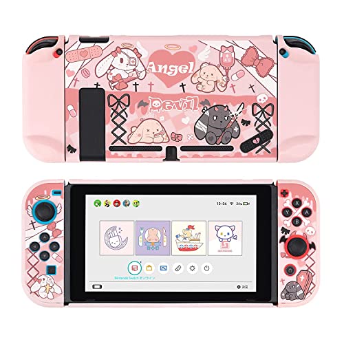 GeekShare Funda Protectora Funda Delgada Compatible con Nintendo Switch y Joy con - Absorción de Golpes y antiarañazos - Conejito gótico