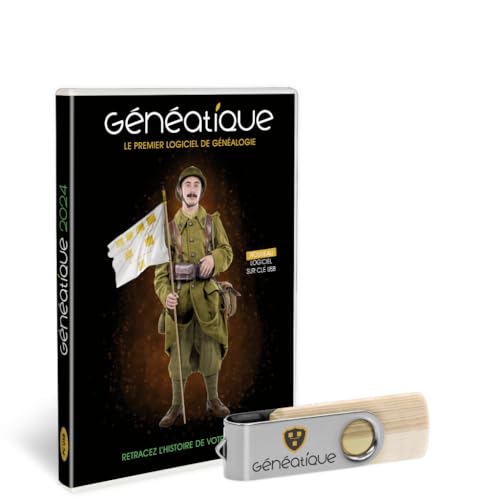 GENEATIQUE Estuche clásico 2024 - Todo para tus árboles genealógicos - Soporte para llave USB