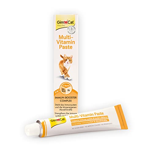 GimCat Multi-Vitamin, pasta multivitaminas - Saludable snack para gatos que activa las defensas y fortalece el sistema inmunológico - 1 tubo (1 x 200 g)