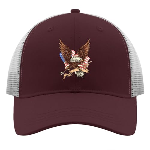 Gorras de béisbol con bandera de política y águila gorras de camionero para adolescentes retro Snapbacks, Castaño rojo, talla única