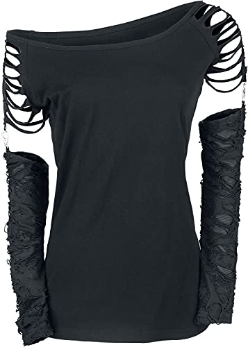 Gothicana by EMP Mujer Camiseta Negra de Manga Larga con Mangas Desmontables M