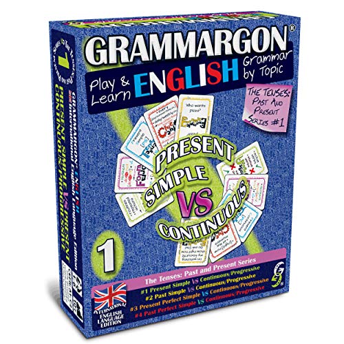 GRAMMARGON® Juega y aprende la gramática inglesa por temas: Presente Simple VS Presente Continuo | Divertido juego de cartas para las aulas y los autodidactas | A1-C2 | EDICIÓN DE LENGUA INGLESA