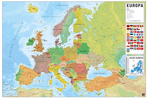 Grupo Erik Mapa de Europa ES, Político-Físico, multicolor, 61 x 91,5 cm (GPE5441)