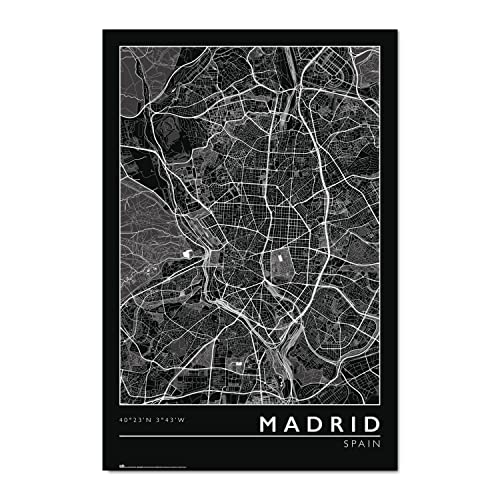 Grupo Erik Póster Madrid mapa - Lamina decorativa mapa Madrid/Póster - Producto con licencia oficial