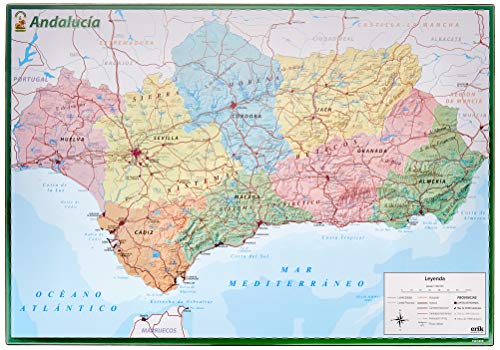 Grupo Erik Vade mapa Andalucía - Tapete escritorio - Vade escolar multifuncional | Vade escritorio - Protector escritorio - Vuelta al cole material escolar