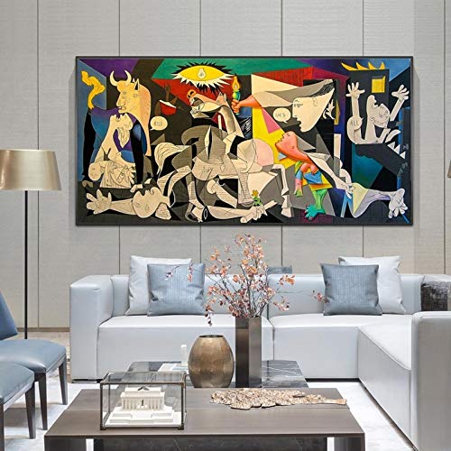 Guernica de Picasso Reproducciones de pinturas en lienzo Carteles e impresiones famosos Cuadro de arte de pared para la decoración del hogar de la sala de estar 75x150cm (30x59inch) Sin marco