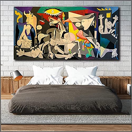 Guernica Famosas reproducciones de pinturas en lienzo Impresión en lienzo Impresiones artísticas Obra de arte de Picasso Cuadros de pared para decoración de sala de estar Marco interior