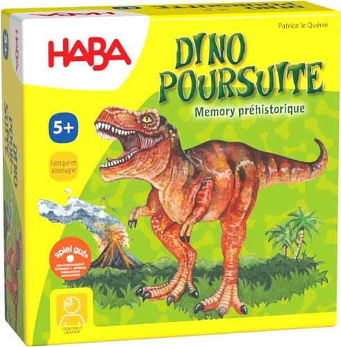 HABA - Juego de Memoria prehistórica, Dino Poursuite (versión en francés)