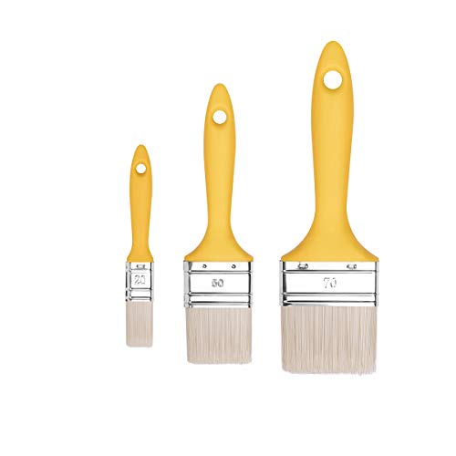 HARDY WORKING TOOLS M7 brochas pintura set de 3 piezas, Ancho 20mm, Ancho 50mm, Ancho 70mm, Juego de pinceles con mango de plástico, Cepillo de pintura 3PCS, Serie *37*, A0281-030100