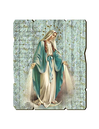 Hermanos Bonella | Cuadro de madera contorneada estilo vintage de la Virgen Milagrosa f.to 19x24 cm | Fabricado en Italia