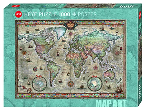 Heye HY29871 Puzzles Map Art, 1000 Pc-Retro World