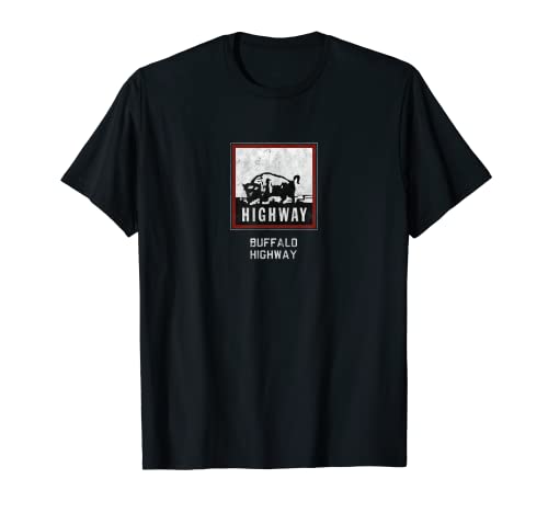 Histórico Buffalo Highway Pole Marcadores Viejo Ruta Viajero Coche Camiseta