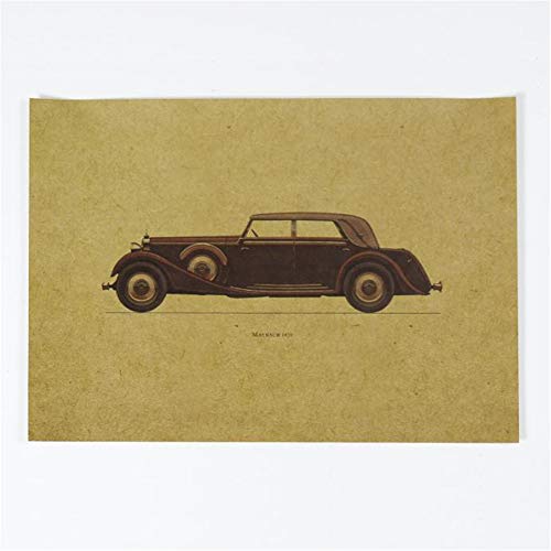 huahuajia Vintage Poster Papel Kraft PóSter Coche De ÉPoca Dibujados A Mano Cuadros Decoracion Retro Posters 05