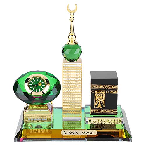 Hztyyier Figuras coleccionables de Cristal para decoración del hogar Modelo de Torre de Reloj musulmán Kaaba para Adornos de Escritorio Arquitectura islámica