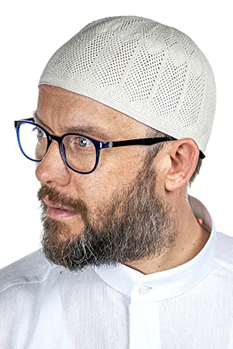 ihvan online Sombreros musulmanes turcos para hombres, Taqiya, Takke, Peci, gorras islámicas, regalos islámicos Ramadán Eid, tamaño estándar - beige - talla única