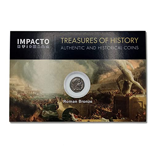 IMPACTO COLECCIONABLES Monedas Antiguas - Imperio Romano, 1 Moneda Original de Constantino I el Grande, el Primer Emperador Cristiano - Incluye Certificado de Autenticidad