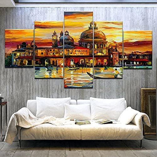 Impresión Hd Pintura 5 Piezas Iglesia Del Castillo De Época Cuadro En Lienzo, Cuadros Modernos Salón Decoracion De Pared Canvas Prints Lienzo Modernos Cuadros Decoración Hogar (Sin Marco 200-8O1I+I3