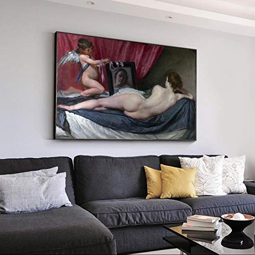 Impresiones en lienzo The Rokeby Venus Famosas pinturas en lienzo Reproducciones Arte de pared clásico de Diego Velázquez Sala de estar 50x85cm Sin marco