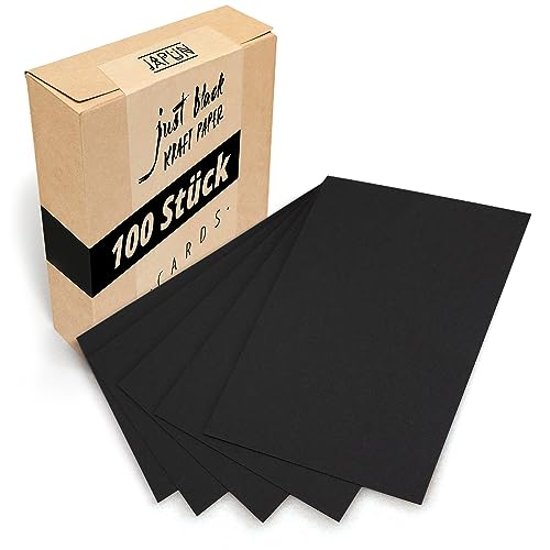 Japun - Juego de tarjetas postales en blanco (100 unidades) para diseñar, rotular o imprimir usted mismo - 300 g/m² - DIN A6-105 x 148 mm - negro