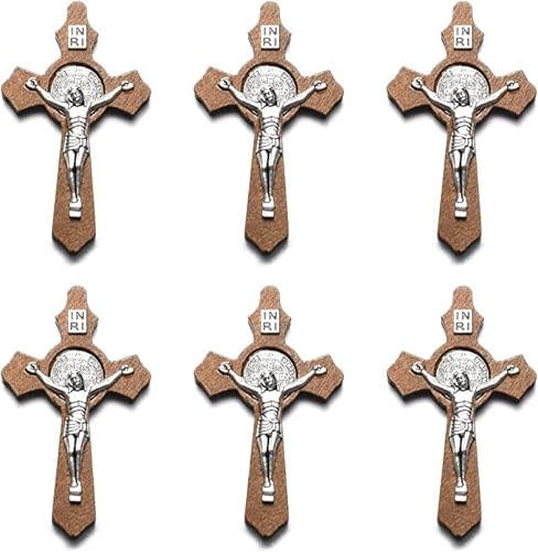 Jiali Q 10 piezas hechas a mano de madera cristiana Jesús Cruz religiosa Crucifijo colgante colgante para la joyería de DIY Hacer collar de rosario DIY Accesorios de joyería Charms
