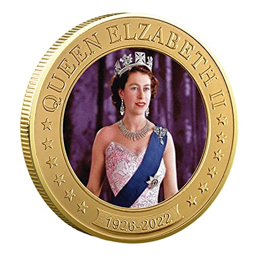 JINGAN Moneda Conmemorativa de la Reina | Monedas de Recuerdo coleccionables de Color de la Reina Isabel II de Inglaterra - 2022 Jubilee Coin of Her Majesty Gifts Souvenirs Coleccionistas Reales