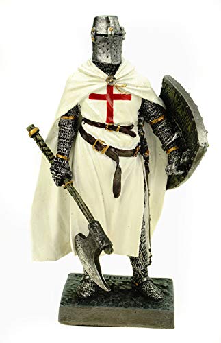 Joh. Vogler Figuren _ Shop Gmbh Alemán Caballeros Templarios con Hacha + Signo De 18 CM Figura Templario Caballero Cruz Templaria Decoración Escultura