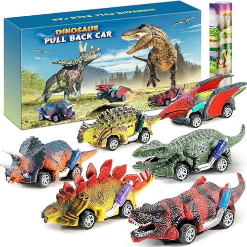 Jojoin Dinosaurios Juguetes para Niños - Coche de Juguete de Dinosaurio con 6 Piezas Alfombra de Juego de Actividades - Regalo de Coche de Juguete Educativo para Niños de 3 4 5 6 7 Años en Adelante