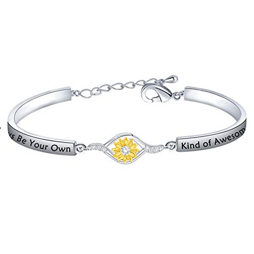 Joyería inspiradora siempre ser tu propio tipo de impresionante pulsera de girasol, regalo de amistad para niña, S, Cobre,