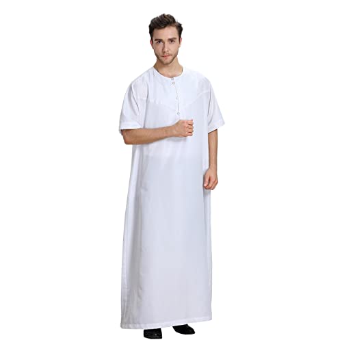 KBOPLEMQ Vestido musulmán de caftán islámico para hombre, bata de Dubai, ropa musulmana para hombre, con botones, vestido maxi, túnicas árabes sauditas, túnicas árabes sauditas, ajuste islámico,