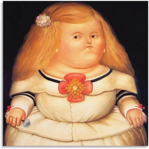 KEYGEM Póster de Fernando Botero 《Niña Velásquez》 Pintura Fernando Botero Canavs Arte de la pared Fernando Botero Impresiones para la decoración de la pared del hogar Imagen 50x50cm Sin marco