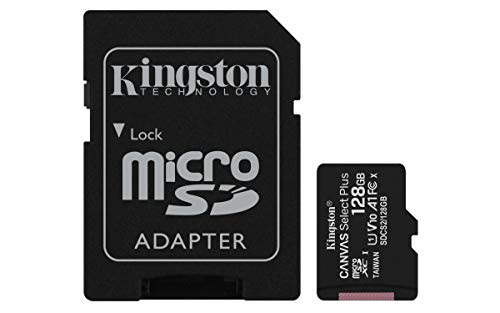 Kingston Canvas Select Plus Tarjeta microSD, SDCS2/128GB Class 10 con Adaptador SD, garantía de por vida con el fabricante.