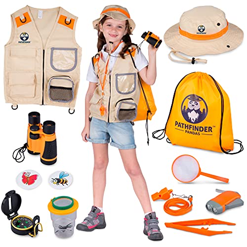 Kit Explorador Niños y Disfraz Explorador Niño | Juegos Exterior Niños de 3 a 12 Años - Prismaticos Niños, Linterna Infantil, Lupa, Brujula, Insectos Juguete - Regalo Juguetes Niños 3 4 5 6 Años